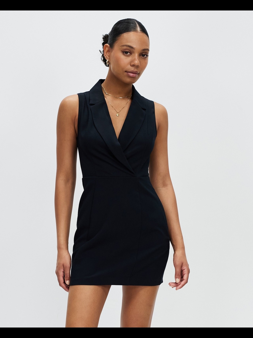 Abercrombie & Fitch Black Sleeveless Blazer Mini Dress